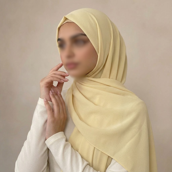 Luxury Heavy Chiffon Hijab – Pale Buttercream