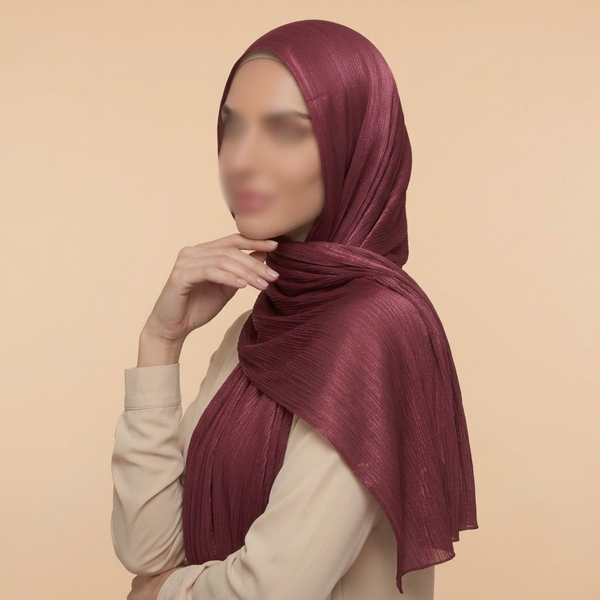 Liquid Shimmer Organza Hijab - Deep Wine