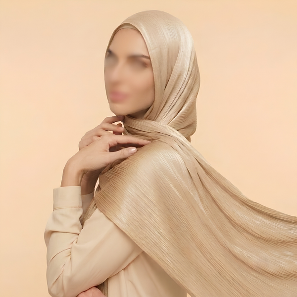 Liquid Shimmer Organza Hijab - Warm Champagne