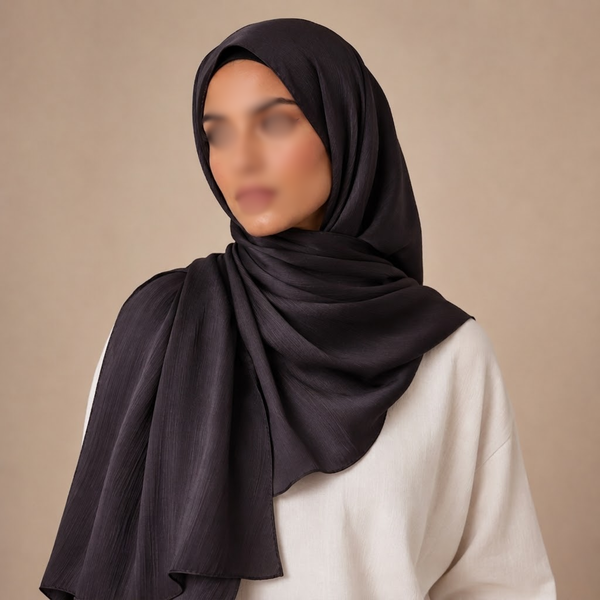Satin Chiffon Hijab - Jet Black