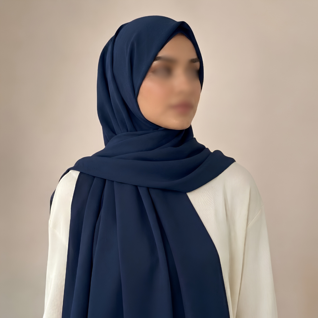 Luxury Heavy Chiffon Hijab – Midnight Navy