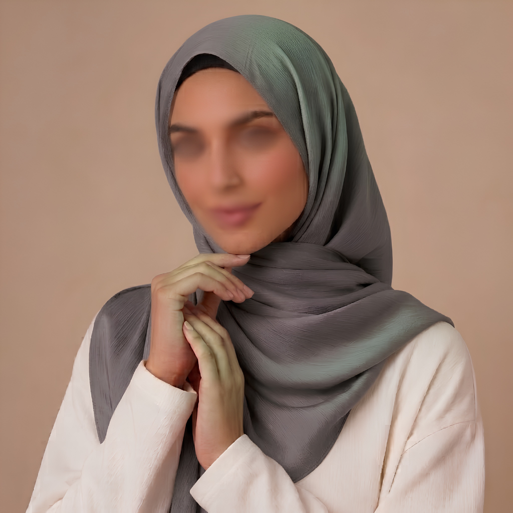 Satin Chiffon Hijab - Olive Gray  (Note: Mainly grey with a subtle green tint in light)