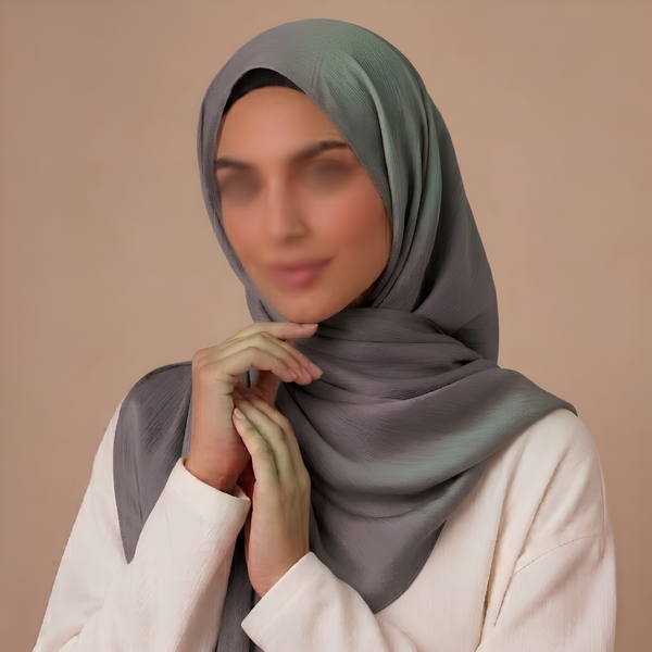 Satin Chiffon Hijab - Olive Gray  (Note: Mainly grey with a subtle green tint in light)
