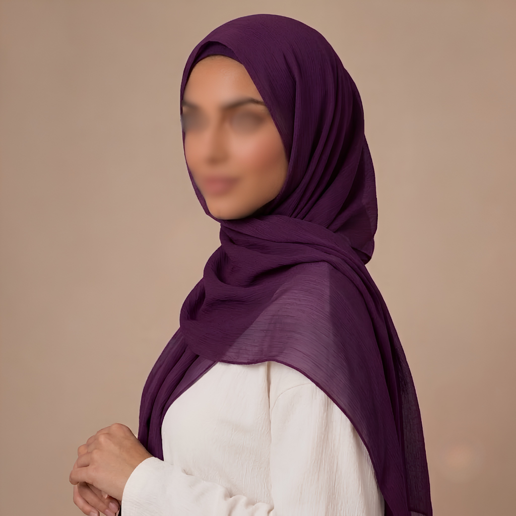 Satin Chiffon Hijab - Rich Plum