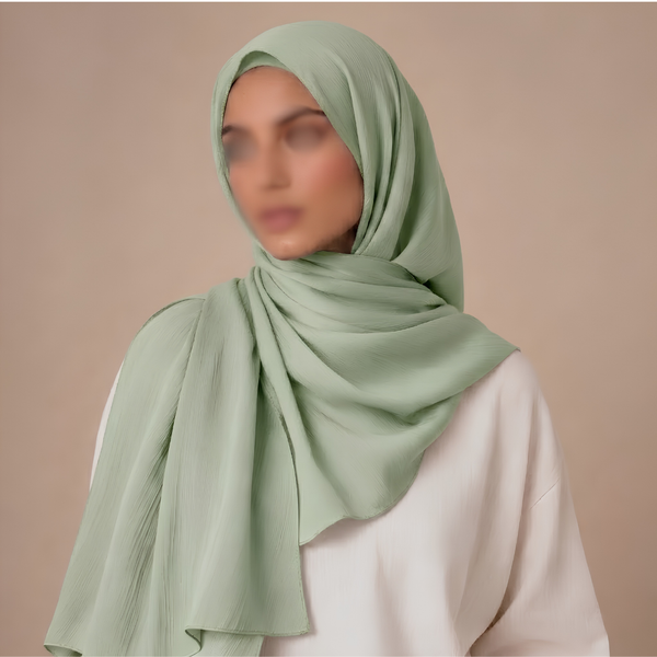 Satin Chiffon Hijab - Light Sage